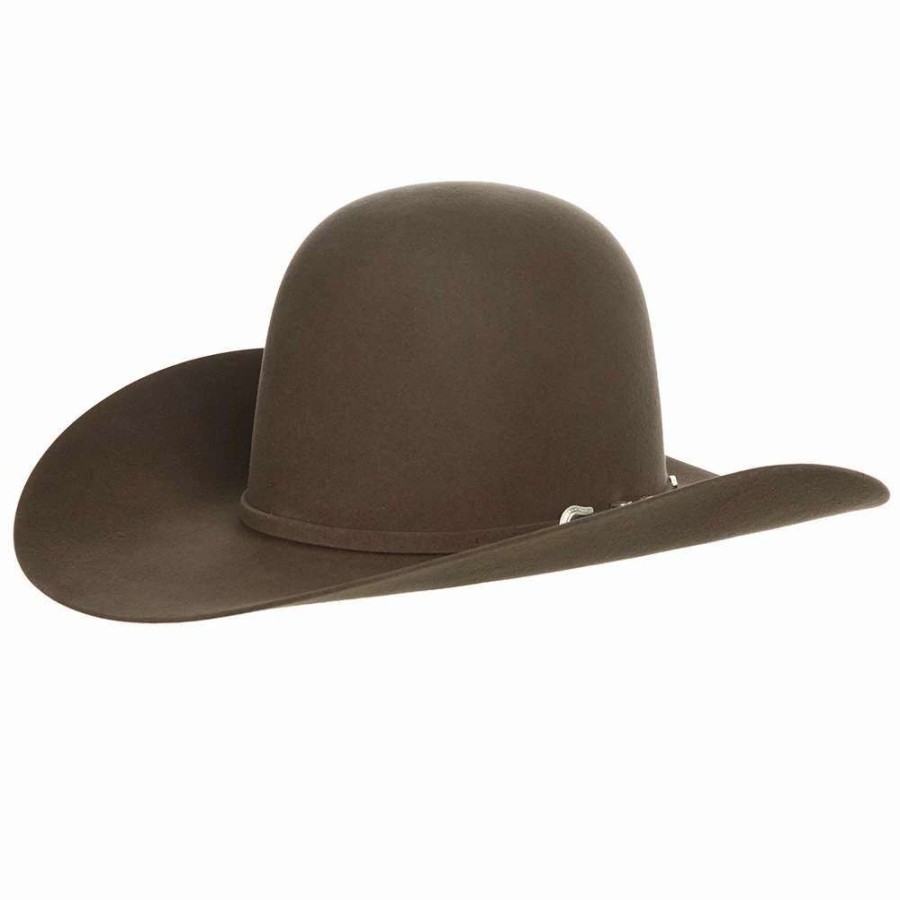 Felt Cowboy Hats * | American Hats Ahc 7X Pecan Self Band 4 1/4In. Brim Round Oval Open Crown Cowboy Hat