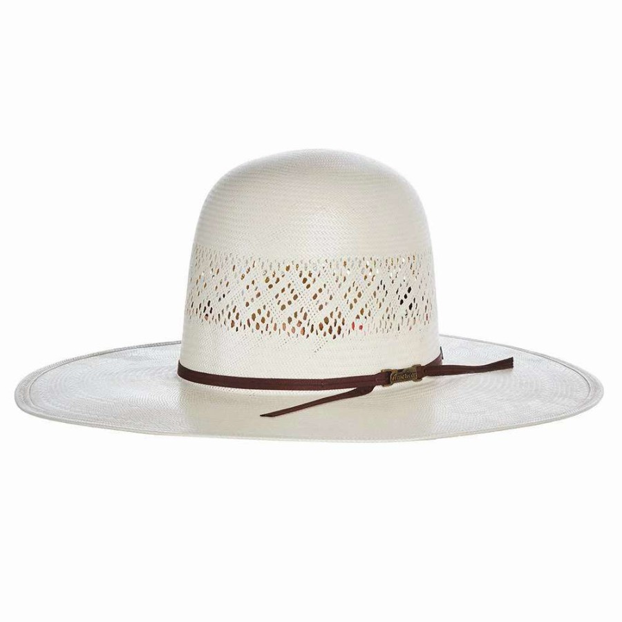 Straw Cowboy Hats * | American Hats Fancy Vent Ivory 4 1/4In. Brim Chocolate Cord Straw Hat