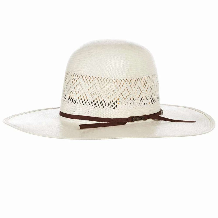 Straw Cowboy Hats * | American Hats Ahc 8300 Fancy Vent Ivory 4 1/4In. Brim Round Oval Open Crown Cowboy Hat