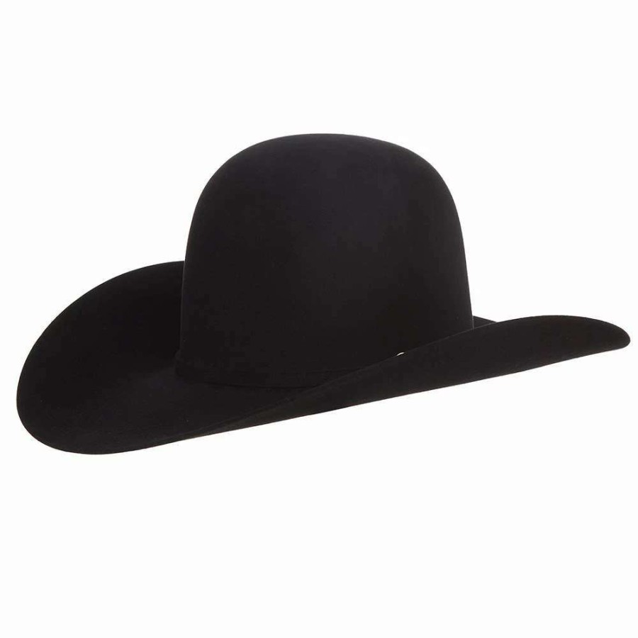 Felt Cowboy Hats * | American Hats Ahc 7X Black Self Band 4 1/4In. Brim Round Oval Open Crown Felt Cowboy Hat