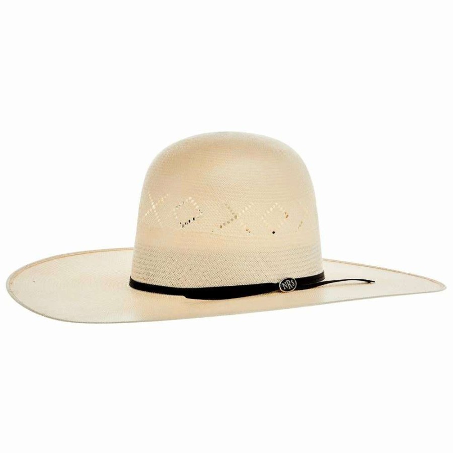 Straw Cowboy Hats * | Nrs 20X Fancy Vent Ivory Shantung 5 Inch Brim Open Crown Straw Cowboy Hat