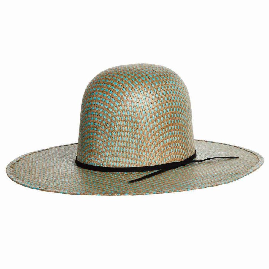 Straw Cowboy Hats * | Rodeo King Turquoise Jute Open Crown 4-1/2In. Brim Straw Cowboy Hat