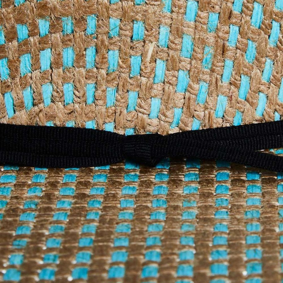 Straw Cowboy Hats * | Rodeo King Turquoise Jute Open Crown 4-1/2In. Brim Straw Cowboy Hat