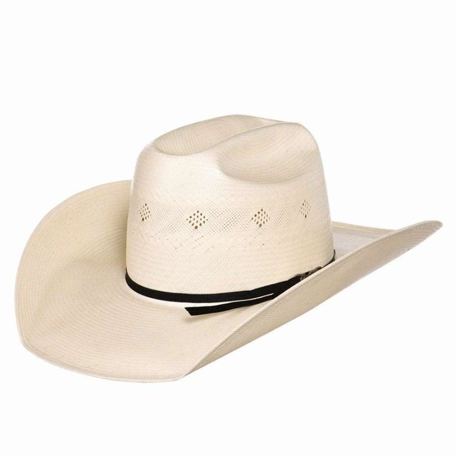 Straw Cowboy Hats * | American Hats Fancy Vent Ivory Black 4-1/4In. Brim Round Oval Straw Cowboy Hat