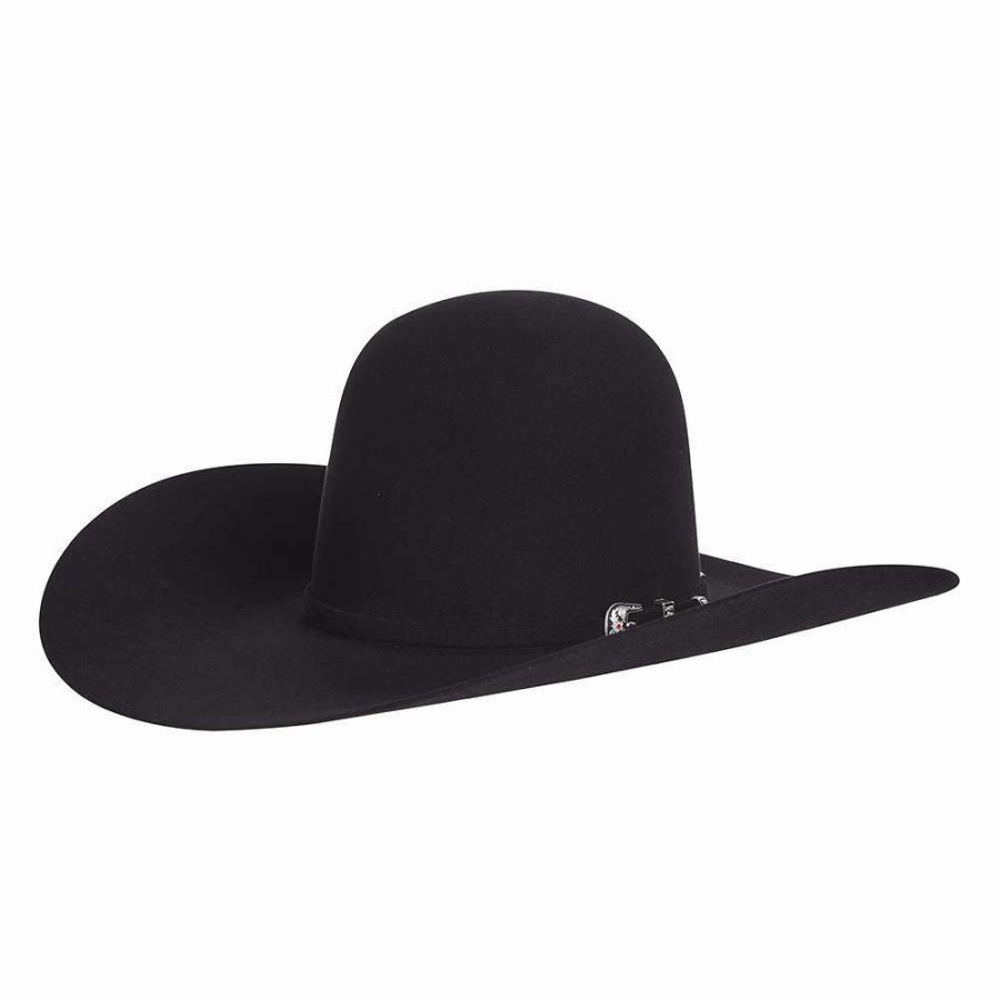 Felt Cowboy Hats * | American Hats 20X Black Self Band Open Crown 5In. Brim Felt Cowboy Hat