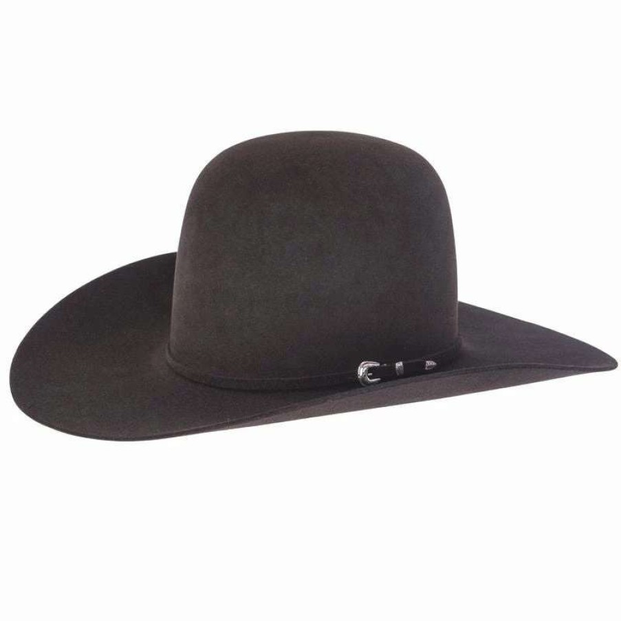 Felt Cowboy Hats * | Rodeo King 7X Black Open Crown Felt Cowboy Hat